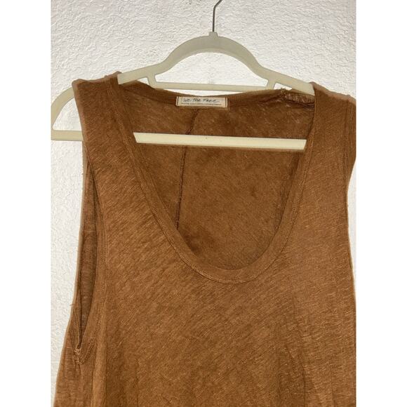 Free People Sasha Shimmy Cinnamon Ruffled Tank Raw Frayed Hem M - Picture 2 of 7